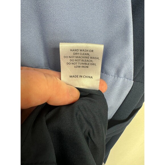 Hutch Small Colorblock Crepe Faux Wrap Midi Dress Blue Purple Flutter Sleeve - Picture 11 of 13